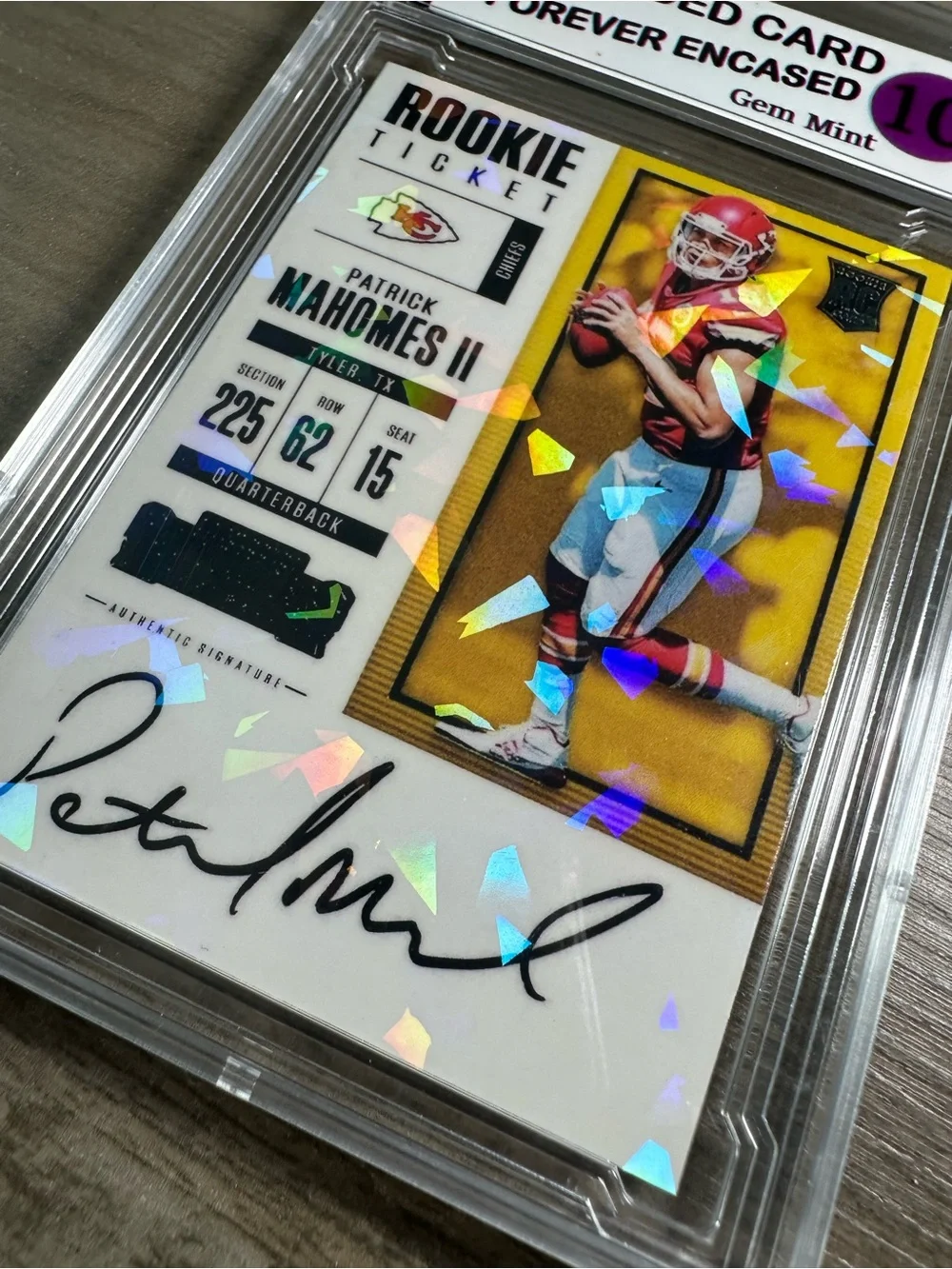 Patrick Mahomes II Rookie Ticket Autograph Holo Novelty Card Gem Mint 10